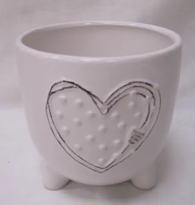 White Dolomite with HEART Design (Fits 4" Pot)
