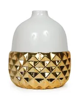 Glazed Cream with Gold Plating Acorn Vase