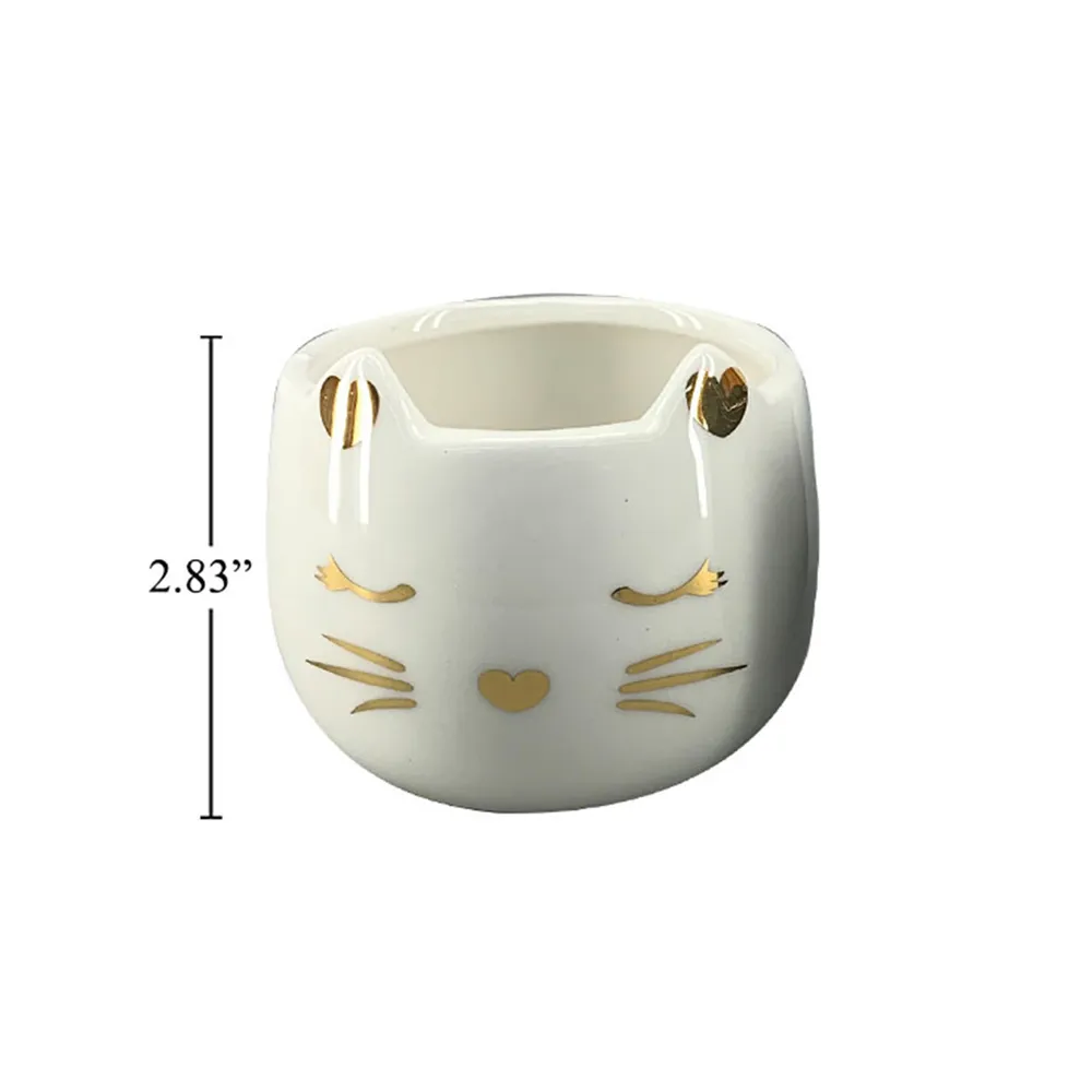 Cat Planter, WHITE, 3.3*3.3*2.8in, dolomite