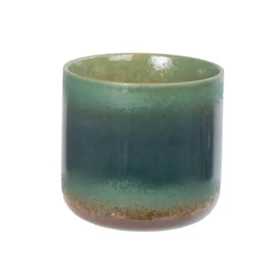DARK GREEN Triple-Glazed Ceramic Planter,  3.5"x 3.94"H