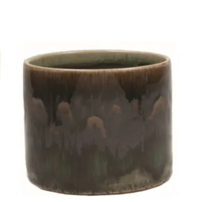 Brown/Green Reactive Glaze Luxe Cylinder Ceramic