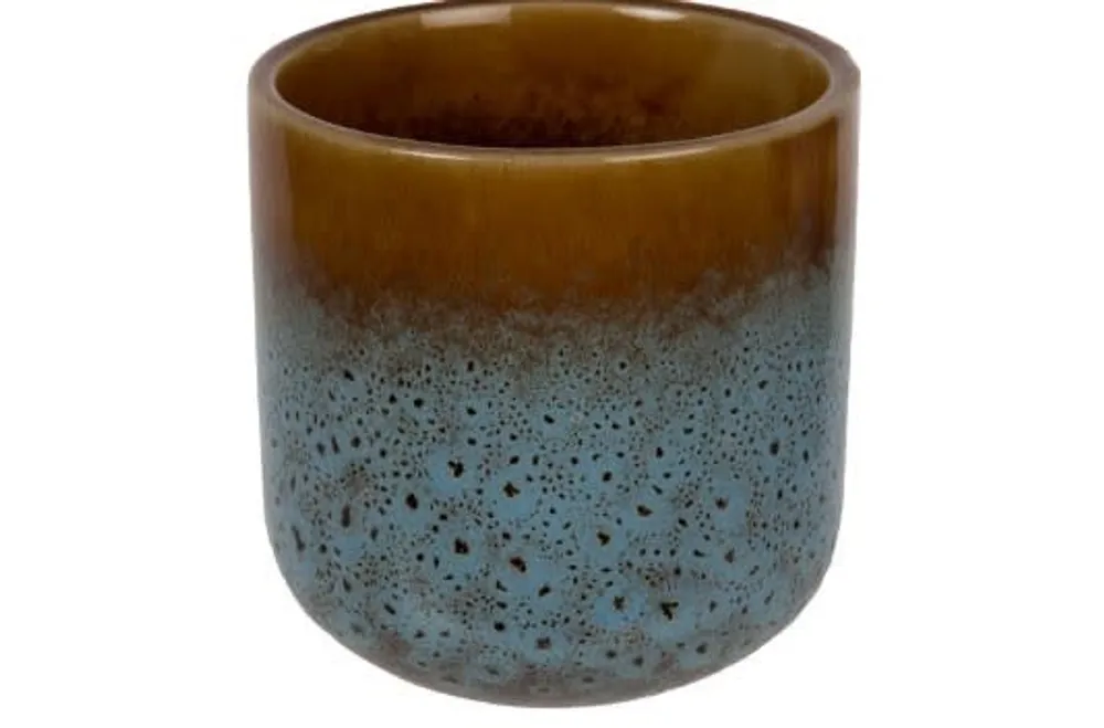 Brown Triple-Glazed Ceramic Planter 3.5"D x 3.94"H