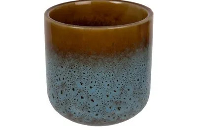 Brown Triple-Glazed Ceramic Planter 3.5"D x 3.94"H