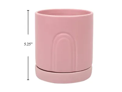 CTG Brands Inc. Pink Laken Ceramic Planter w/Saucer,