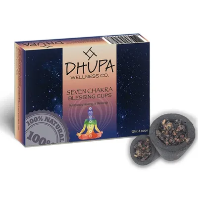 Seven Chakra Natural Incense DHUPA Smudge Cups Pack of 6