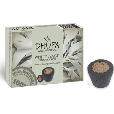 White Sage Natural Incense DHUPA Smudge Cups Pack of 6