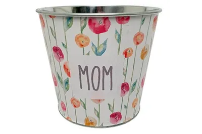 Mom's Flower Wall Metal Pot 6.5"