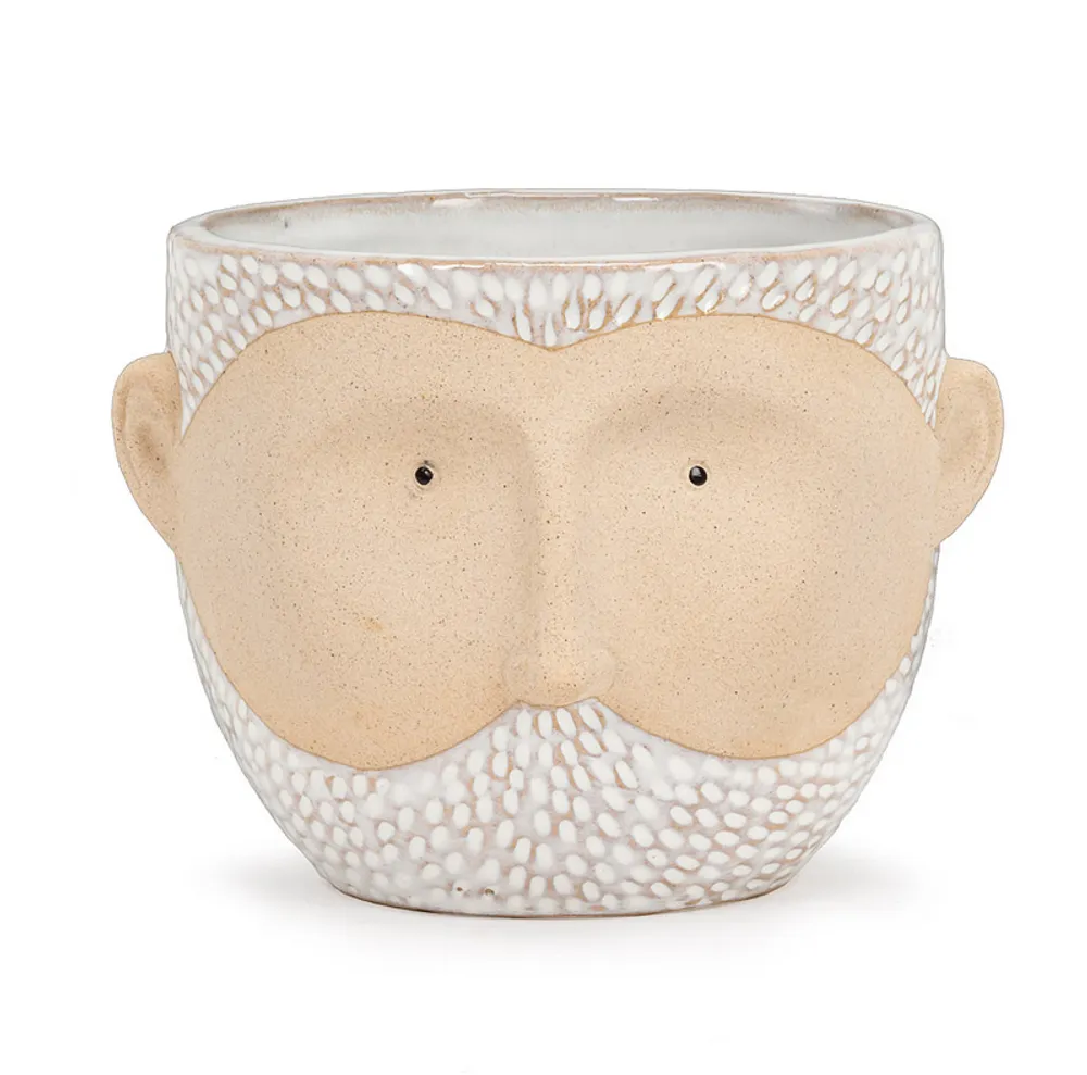 Sm White Bearded Man Planter 3.5"