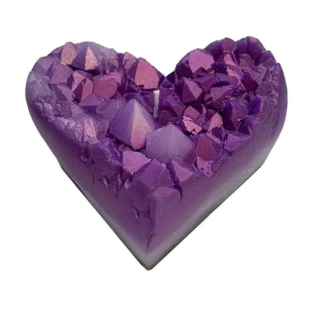 Zen Den Crystal Candles Geode Heart Replica Candle