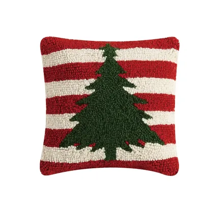Christmas Tree with Stripes Hook Pillow