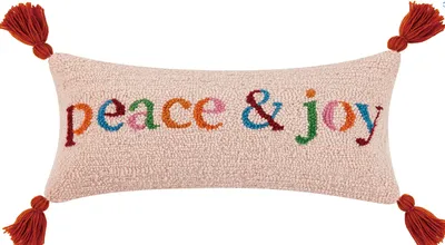 Peace & Joy With Tassels Hook Pillow
