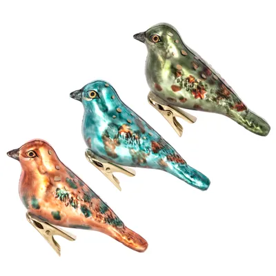 Glass Bird Clip Ornament