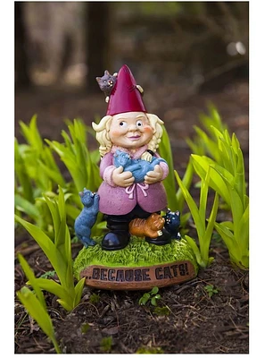 Crazy Cat Lady Garden Gnome 9"