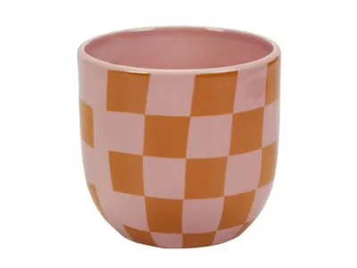 Checker Print Ceramic Planter 4"D