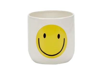 Happy Face Ceramic Planter 4.2"D