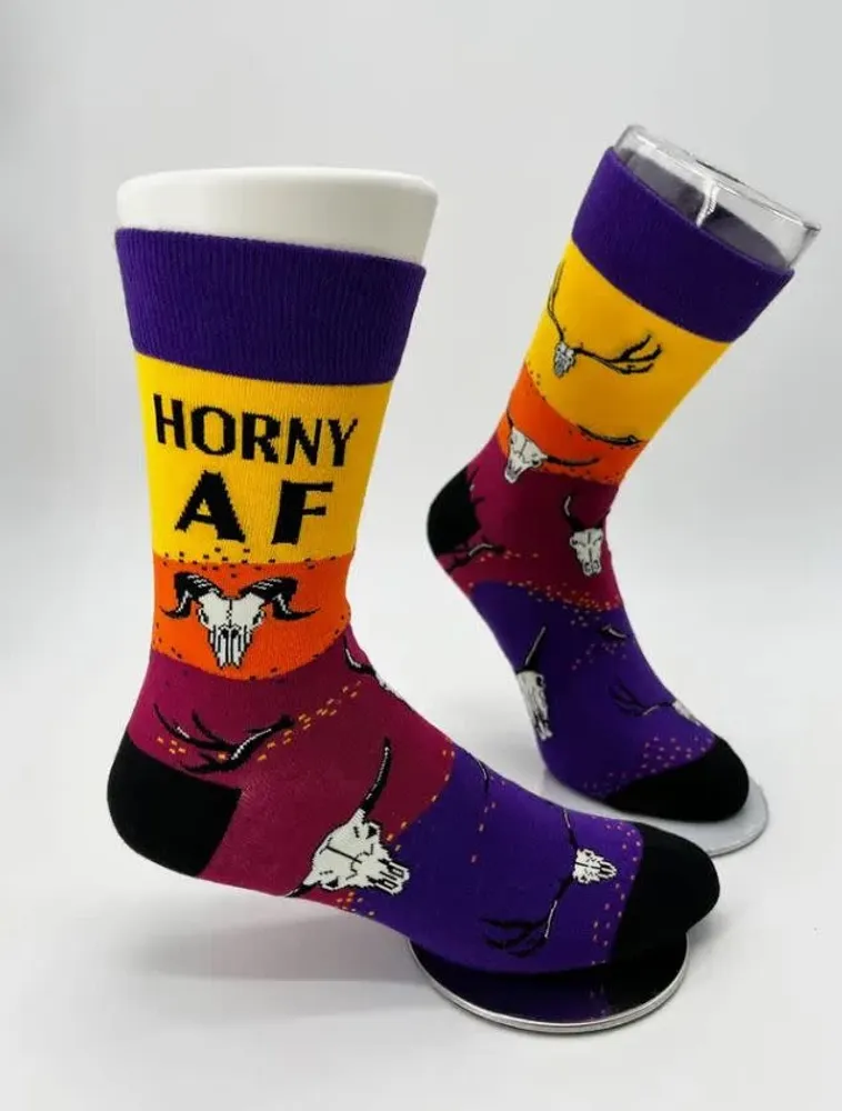 Horny AF Men's Novelty Crew Socks