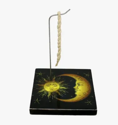 Sun and Moon Square Rope Incense Holder Burner Plate