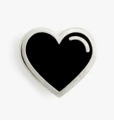 Black Heart Enamel Pin  .75" wide