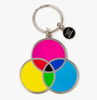 CMYK Enamel Keychain  2" tall x 2" wide not including key ring