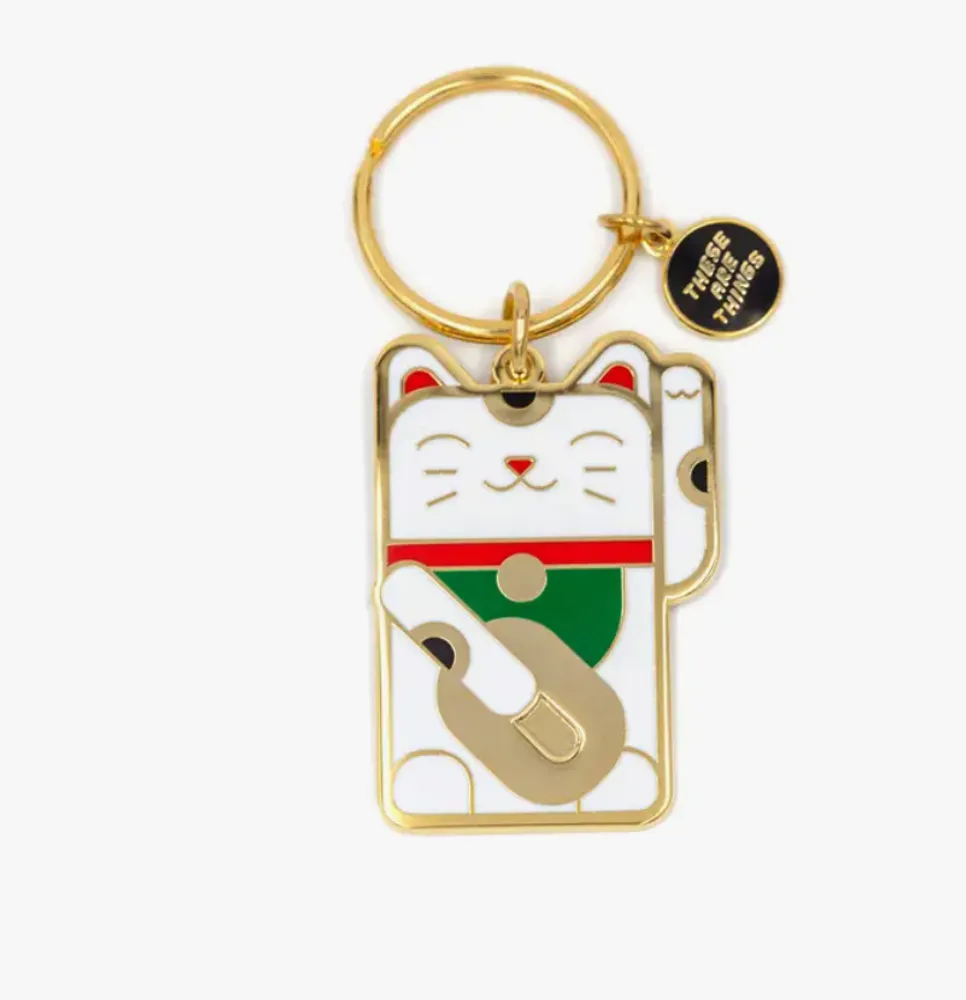 Lucky Cat Enamel Keychain