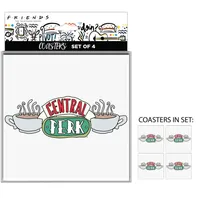 Silver Buffalo Friends Central Perk Doodle Logo Glass Coaster Set