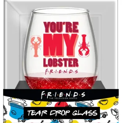 Silver Buffalo Friends "You're My Lobster" 20oz Stemless Glass w/Glitter