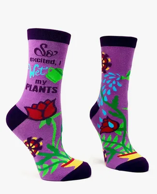 Fabdaz So Excited, I Wet my Plants Women's Crew Socks