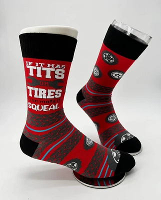 "Tits or Tires" Men's Novelty Crew Socks