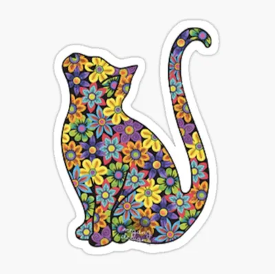 Redbubble Flower Cat Sticker
