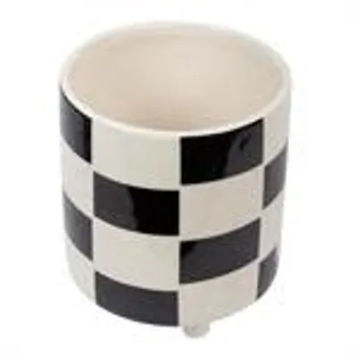 Checkered Ceramic Planter, 4.75"D x 5.5"H