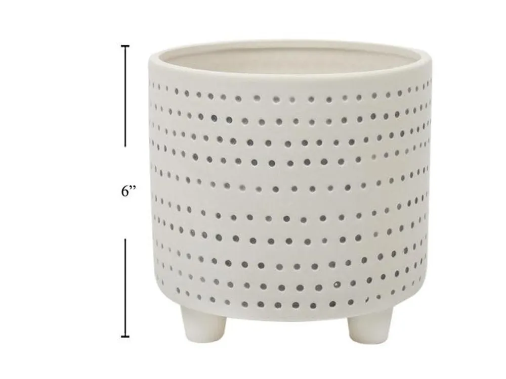 Dotty Ceramic Planter w/Feet, 6"D x 6"H, bbx