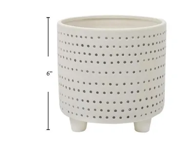 Dotty Ceramic Planter w/Feet, 6"D x 6"H, bbx