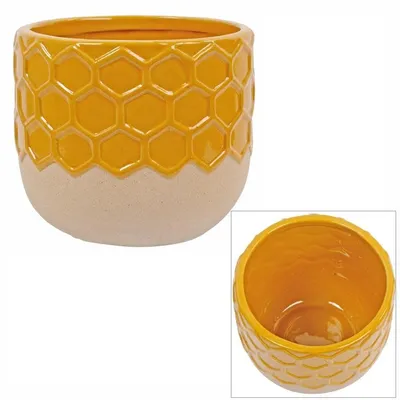 Honeycomb Ceramic Planter, 5.65"D