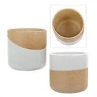 Dip Glaze Planter, 4.33"x4.33", 2 Assorted Tan/White