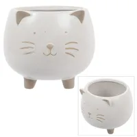 Kitty Ceramic Planter, 4.75"D x 4"H