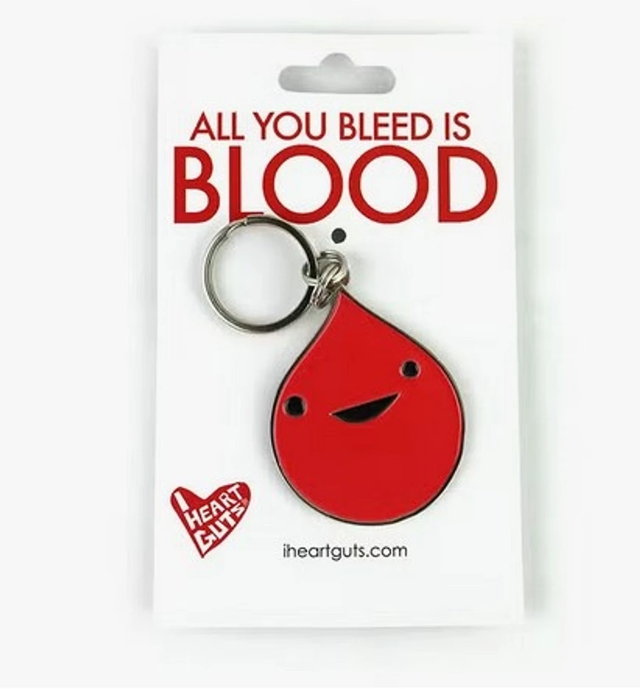 I Heart Guts Blood Drop Enamel Keychain