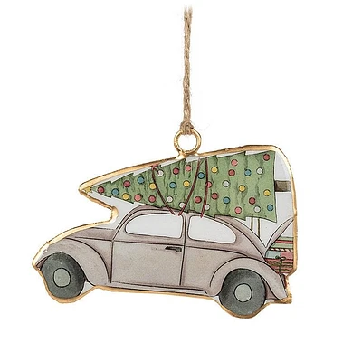 VW Beetle Car - Festive Tree Ornament