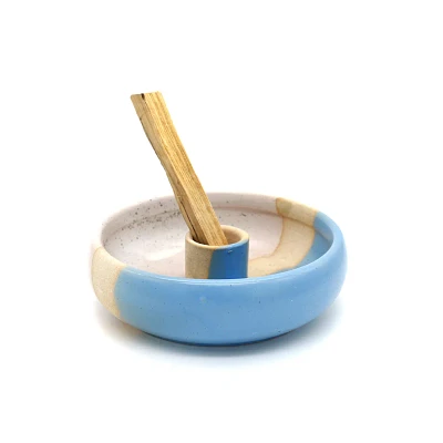 Light Blue Ceramic Palo Santo Burner 4"