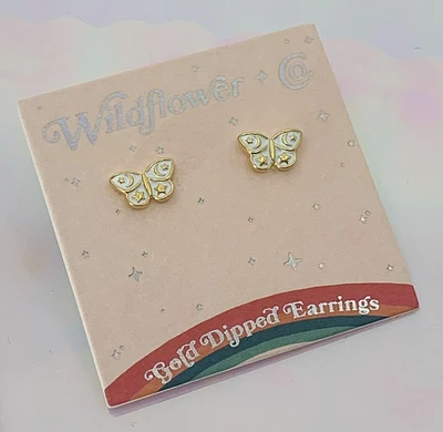 Butterfly Stud Earrings - Gold Plated