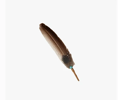 Turkey Feather for Smudging with Bead