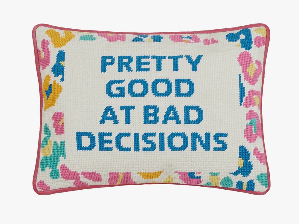 Pretty Good Embroidered Needlepoint Pillow