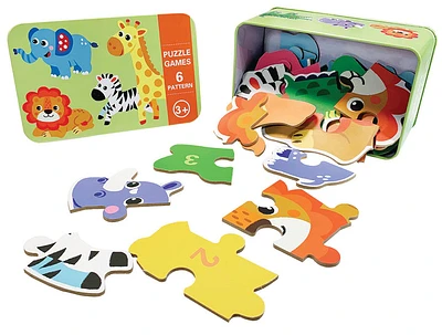 Zoo Animals Puzzle in a Tin