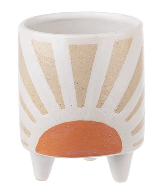 Sun Motif Ceramic Planter