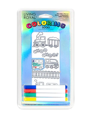 Trains Colouring Socks