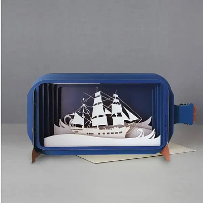 Message in a Bottle Card- Ship on the Seas