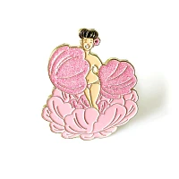 Glitter Peony Girl Pin