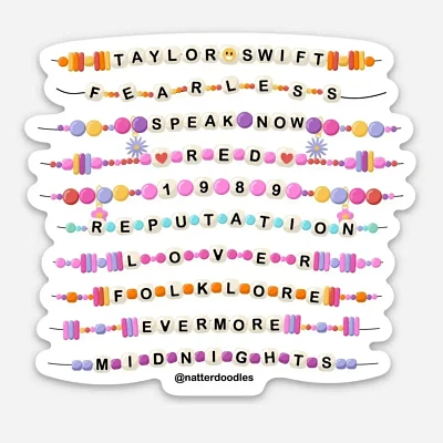 Taylor Swift Album Titles & Friendship Bracelets Era Sticker