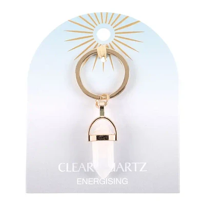 Clear Quartz Crystal Keyring