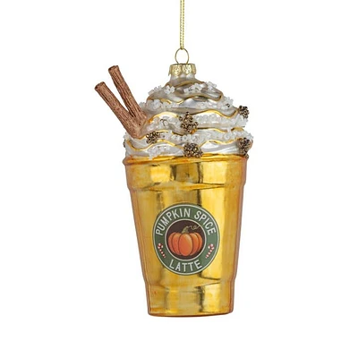 Glass Pumpkin Spice Latte Ornament