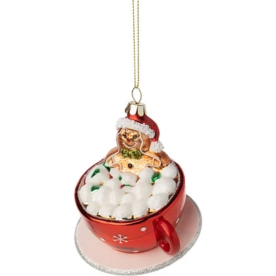 Glass Cup & Saucer Hot Chocolate Ornament